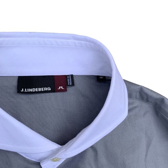 BRAND New J. Lindeberg Dress Shirt Size 38 Gray Poplin - Picture 5 of 6
